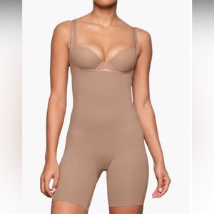 Open bust mid thigh bodysuit, Skims